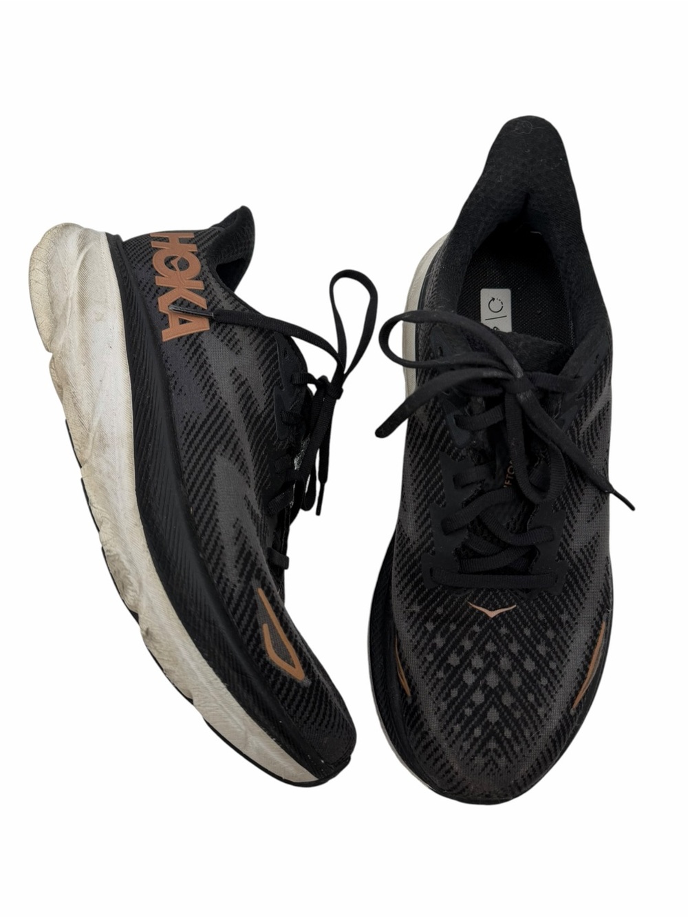 Hoka One One Clifton 9 Running Shoes Women 9B Black Lace Up Cushioned Casual